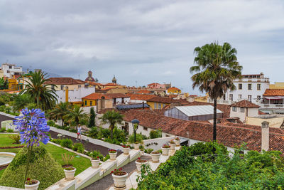 High angle view of townscape against sky