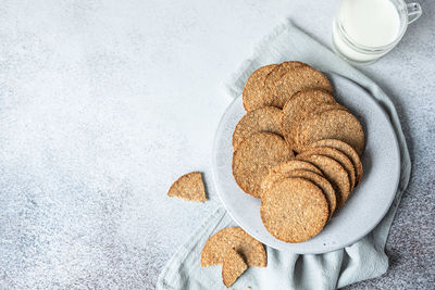 High angle view of cookies