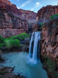 Scenic view of waterfall