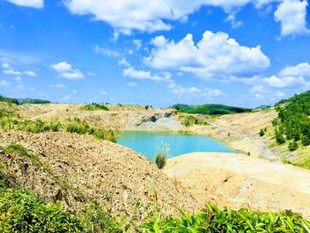 Scenic view of land against sky