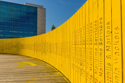 Footpath by building against sky