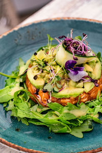 Close-up of food in plate on table