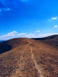 Scenic view of landscape against blue sky