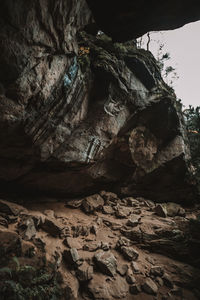 Low angle view of rock formation in cave