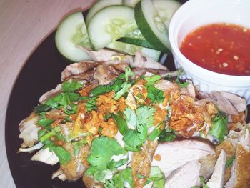 Close-up of meal served in bowl