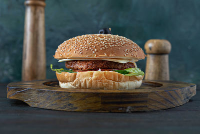 Close-up of food on table