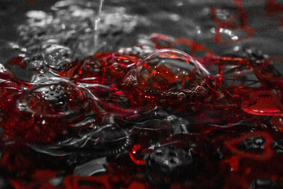 Full frame shot of red water splashing