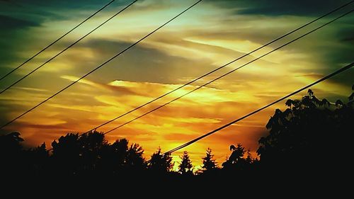 Silhouette of tree against cloudy sky