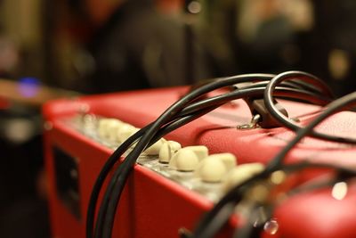 Close-up of vintage car on table