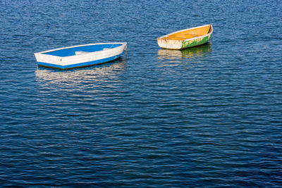 High angle view of boat in sea