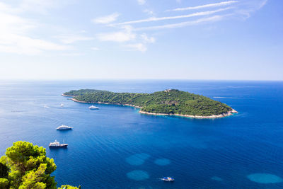 Panoramic view of lokrum island dalmatian coast of adriatic sea in dubrovnik, croatia