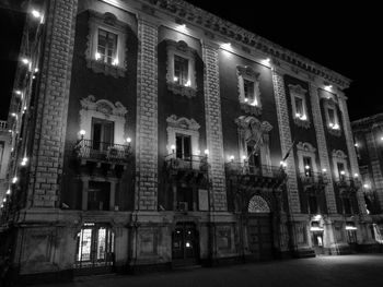 View of illuminated building at night
