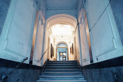 Low angle view of illuminated staircase in building