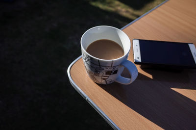 Coffee cup on table