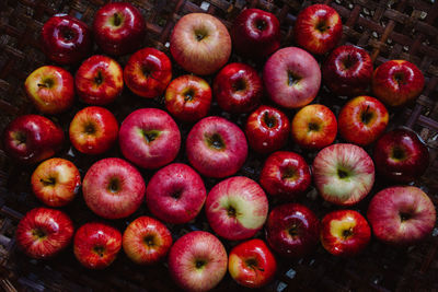 High angle view of apples in market