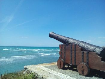 Scenic view of sea against blue sky