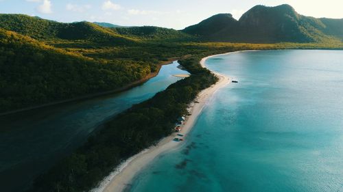 High angle view of beach against sky