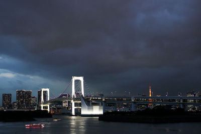 View of bridge over river in city