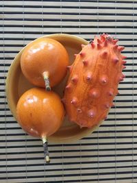 High angle view of oranges on table