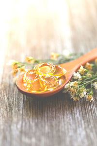 Close-up of orange fruit on table