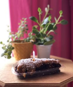 Close-up of cake on table