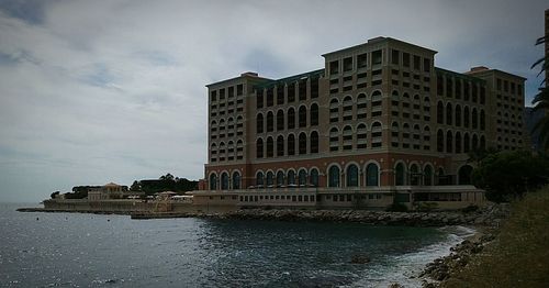 View of buildings in water