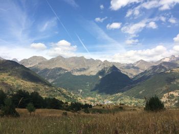 Scenic view of mountains against sky