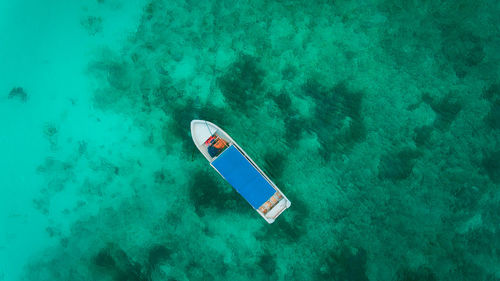 High angle view of boat in sea