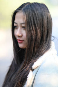 Close-up portrait of a beautiful young woman