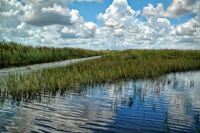 Scenic view of lake against sky