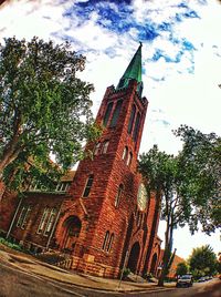 Low angle view of tower against sky