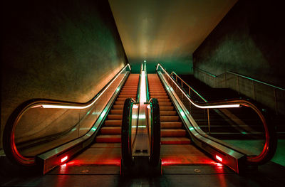 High angle view of escalator