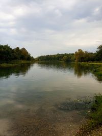 Scenic view of lake against sky
