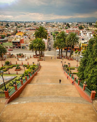 High angle view of city street