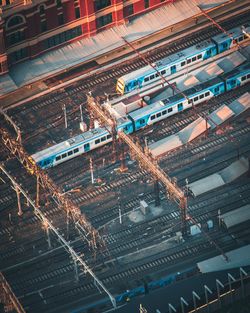 High angle view of train on railroad track