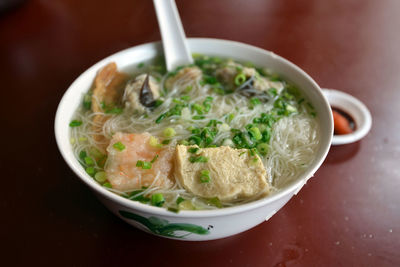 Close-up of soup in bowl