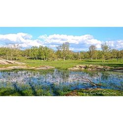 Scenic view of lake against sky