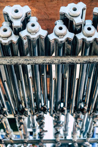 High angle view of machine part