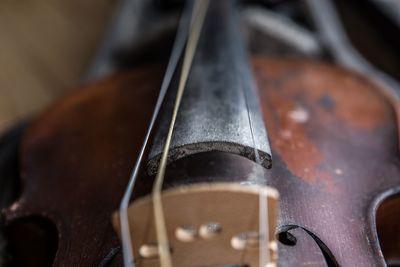 Close-up of old vintage violin