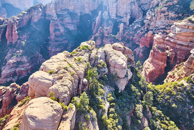 Low angle view of rock formations