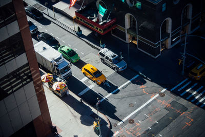 High angle view of traffic on city street