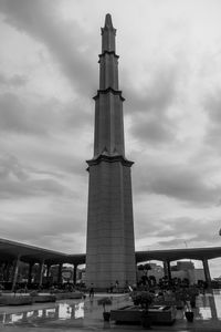 Low angle view of building against cloudy sky