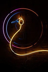Light painting on wall at night