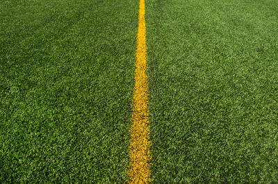 High angle view of soccer field