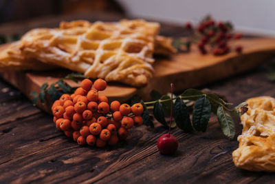 Close-up of fruits on cutting board