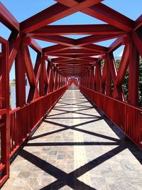 Red bridge against sky