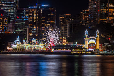 Illuminated city at night