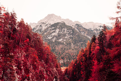 Scenic view of mountains against sky during autumn