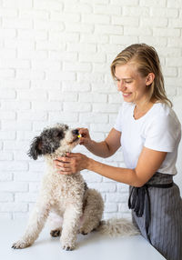 Happy woman with dog