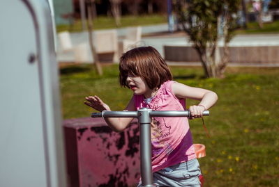 Cute girl playing outdoors